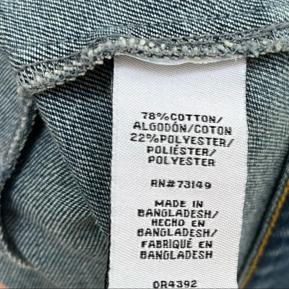 Boom Boom Jeans Medium Wash Destroyed Trucker Style Denim Jacket XL